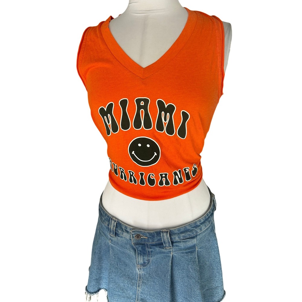 UM Game day Tail Gate Tank Top S Orange Miami Hurricanes V-Neck